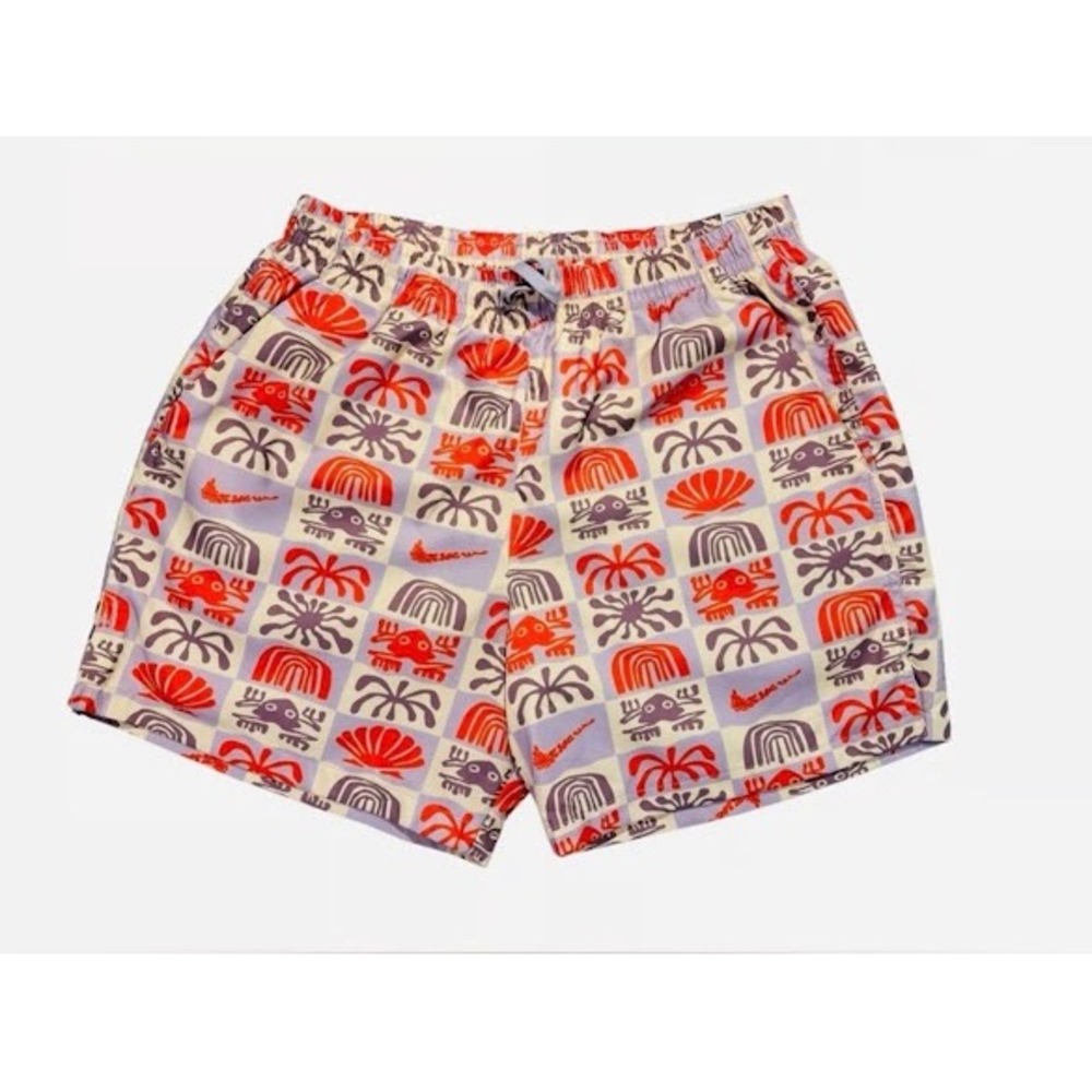 Nike Kids Purple Orange Abstract Sea Creature Print Swim TrunksSize M